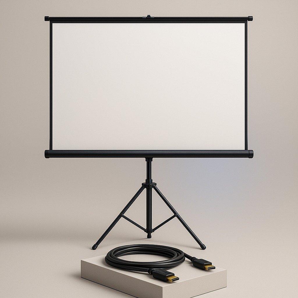 Complete freestanding screen with HDMI connection on a low equipment plinth